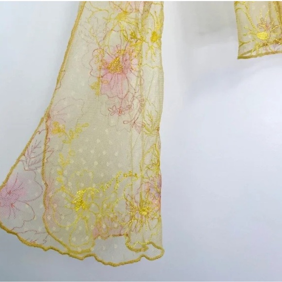Free People Intimately Postcards from Paris Mesh Embroidered Top Blouse NWOT - Picture 9 of 13